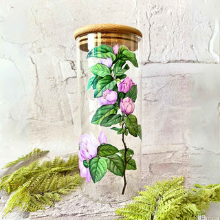 Copy of GLASS CANISTER W/ BAMBOO LID -  DESERT ROSE